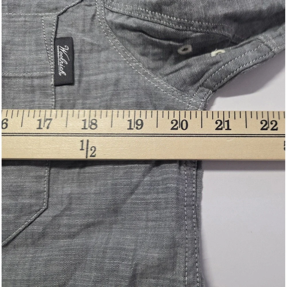 Woolrich Mens Size M‎ Short Sleeve Denim Button Up Shirt